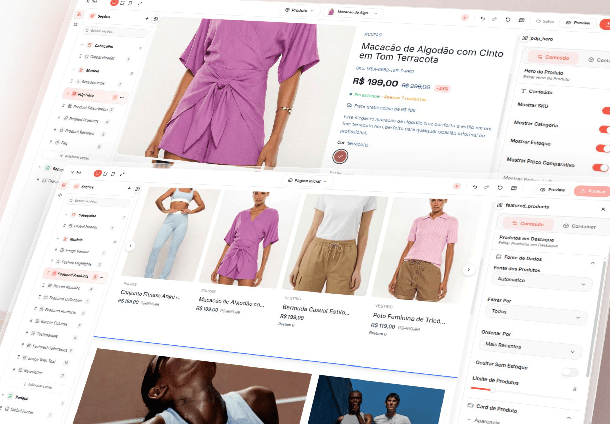 Editor Visual Ecombase — Editor de Paginas e Produtos